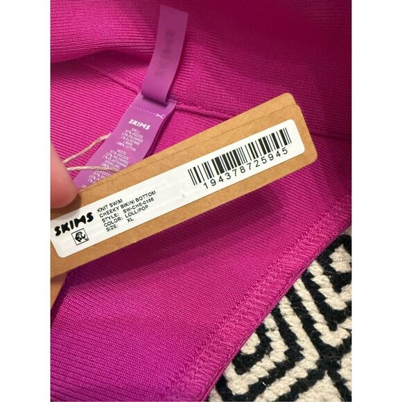 Skims Lollipop Ribbed Knit Elastic Waist Swim Cheeky Pull Bikini Bottom XL NWT - Picture 4 of 5